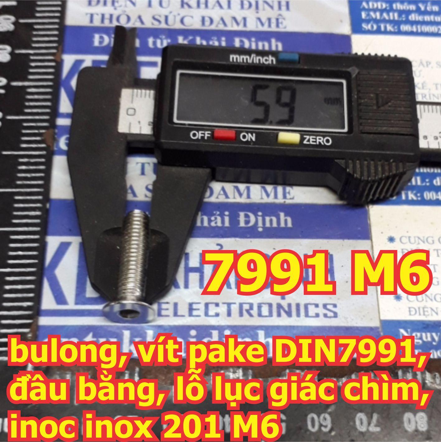 bulong, vít pake DIN7991, đầu bằng, lỗ lục giác chìm, inoc inox 201 M6 kde6137