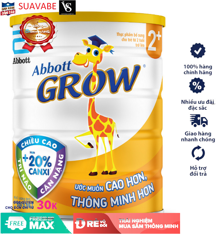 Sữa bột Abbott Grow 2+ (grow 4 cũ) 850g (Không kèm quà)