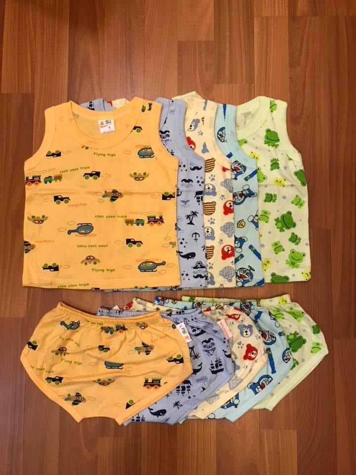 Combo 5 bộ áo ba lỗ quần Chip susu cotton hoạt hình cho bé chọn 5 - 14kg