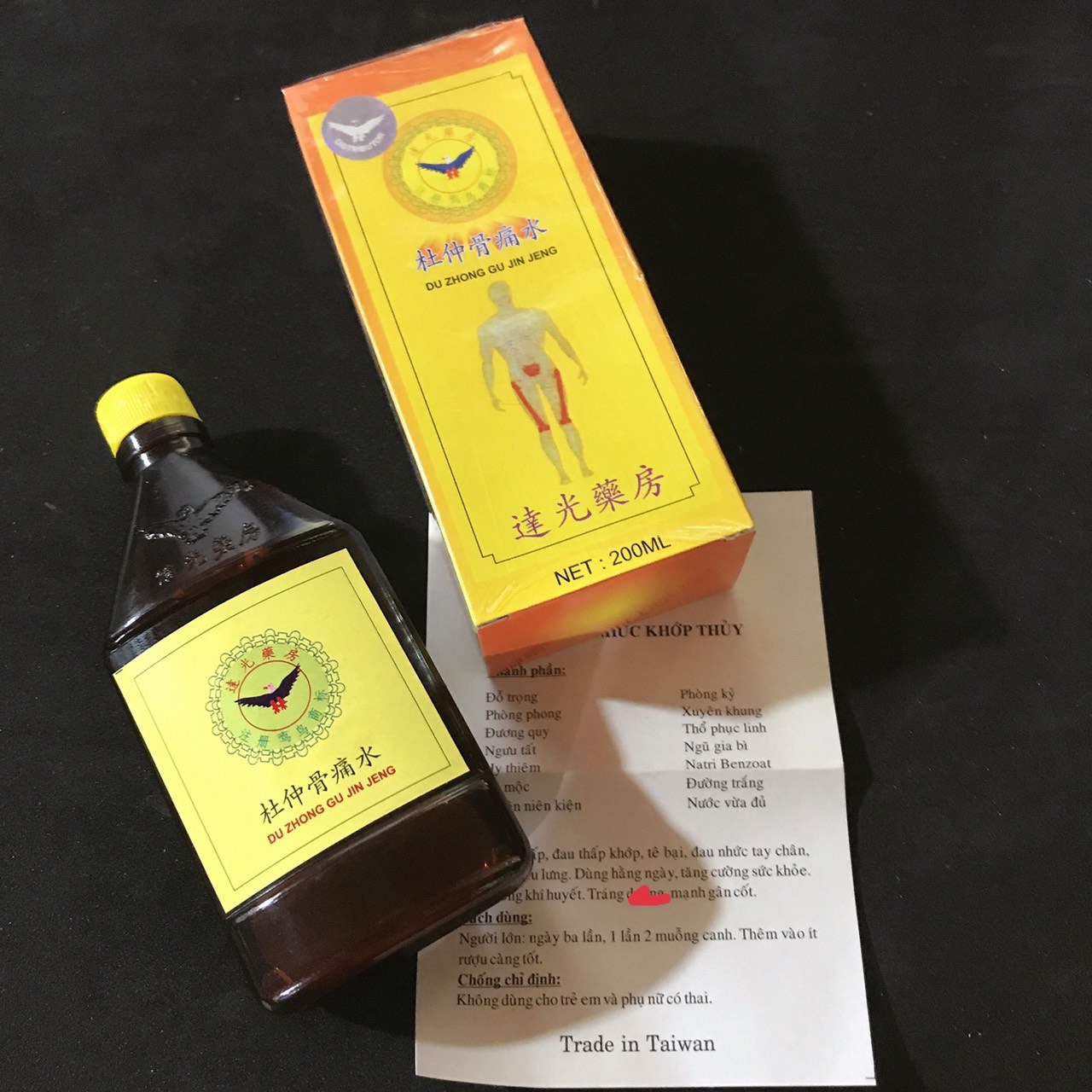 Đỗ trọng thủy vỏ vàng 200ml- đ.au thấp khớp, tê bại, đ.au nhức tay chân