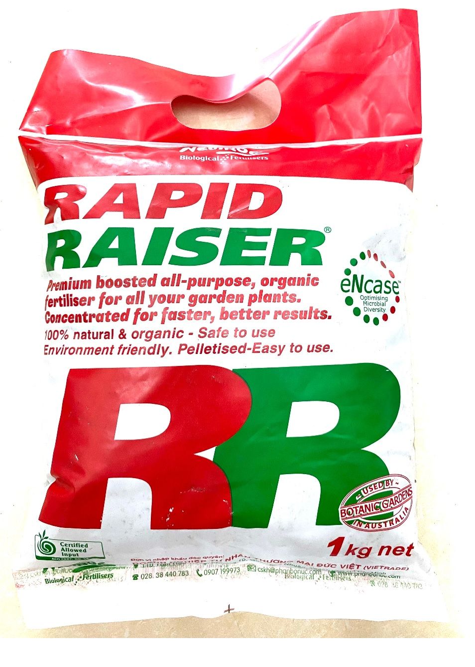 Phân hữu cơ viên nén đậm đặc rapid raiser rr đỏ của úc gói 1kg