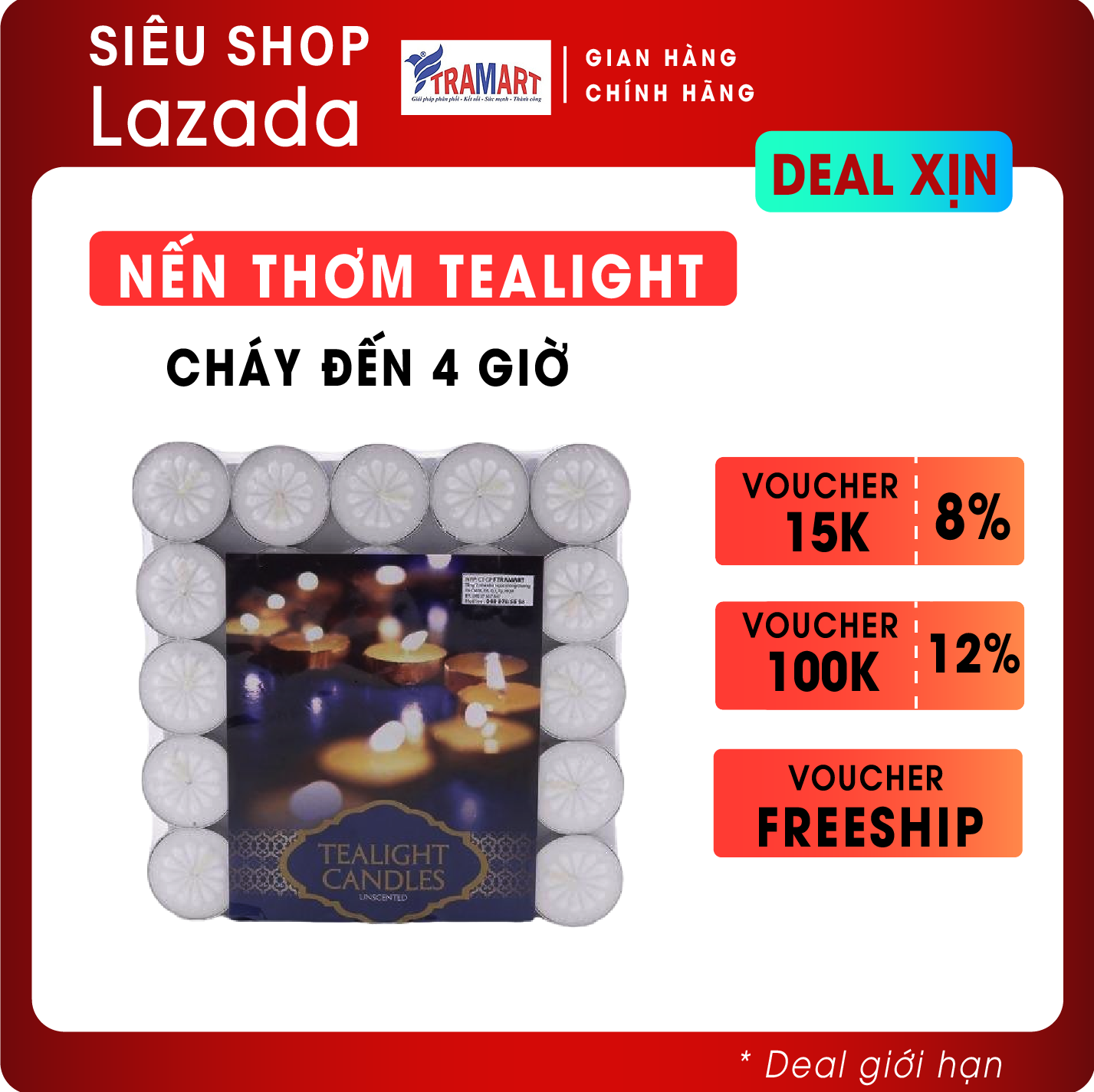 Vỉ 50 nến tealight bông mai NYCandle FtraMart (Trắng)