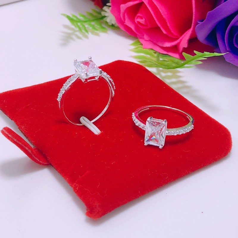 Nhẫn bạc, nhẫn nữ mặt đá vuông hàng làm kĩ siêu xinh - Chuyên sỉ trang sức bạc, cam kết giá tốt kèm bảo hành