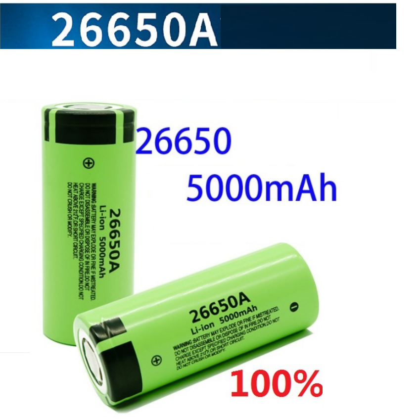 Pin sạc 3.7v 26650 dung lượng 5000mAh Panasonic 2 đầu phẳng