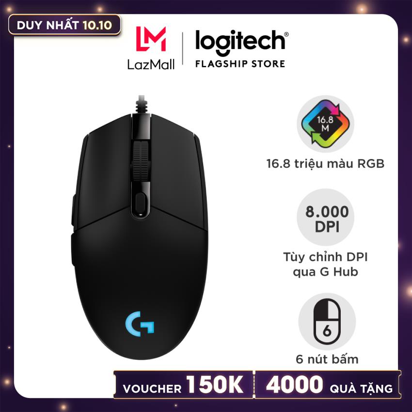 Chuột game có dây Logitech G102 Lightsync - Tùy chỉnh RGB, 6 nút lập trình, nhẹ, 8000 DPI, cảm biến...