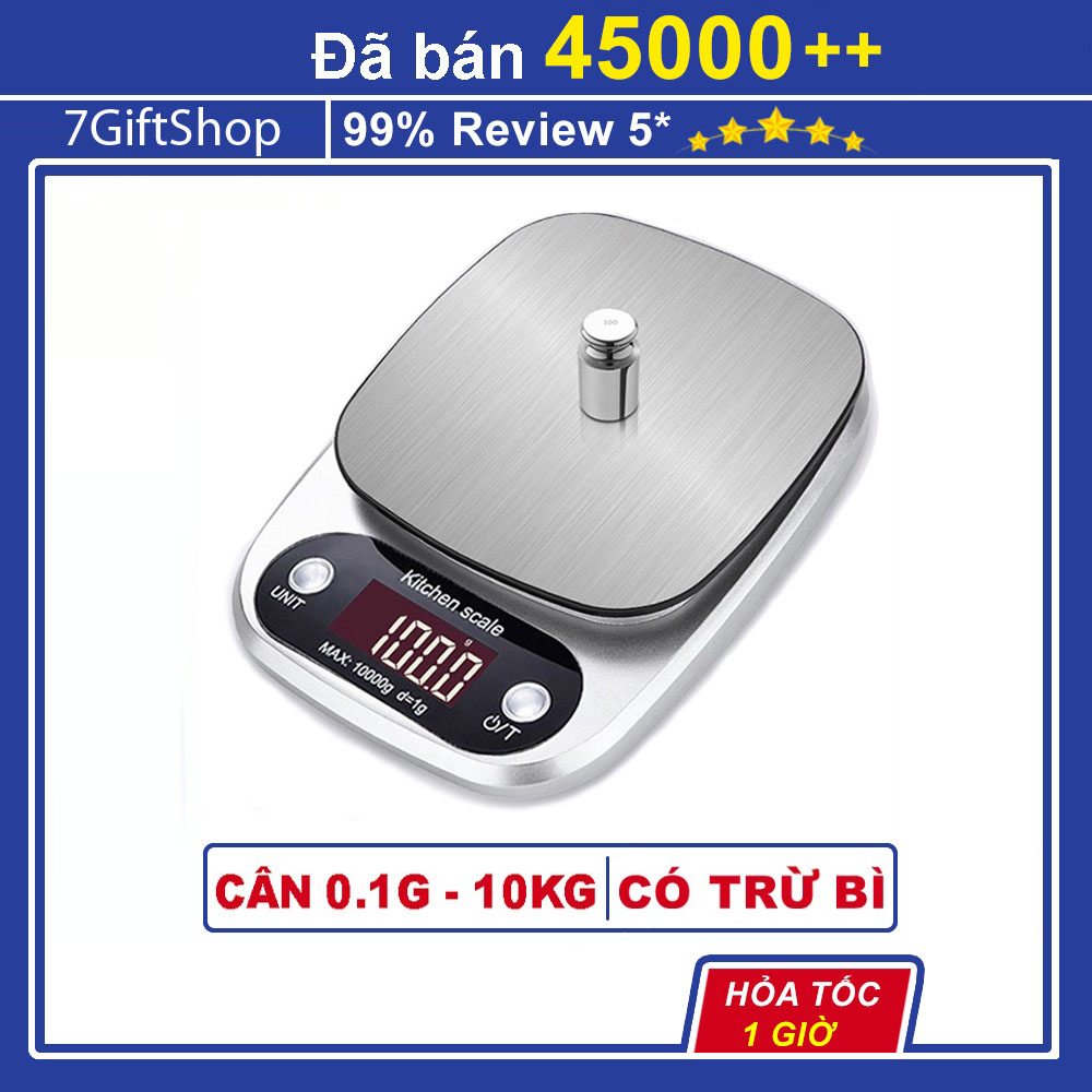 Cân điện tử mini cân tiểu ly để bàn 1kg 5kg 7kg 10kg, cân điện tử thực phẩm nhà bếp electronic kitchen scale 7giftshop