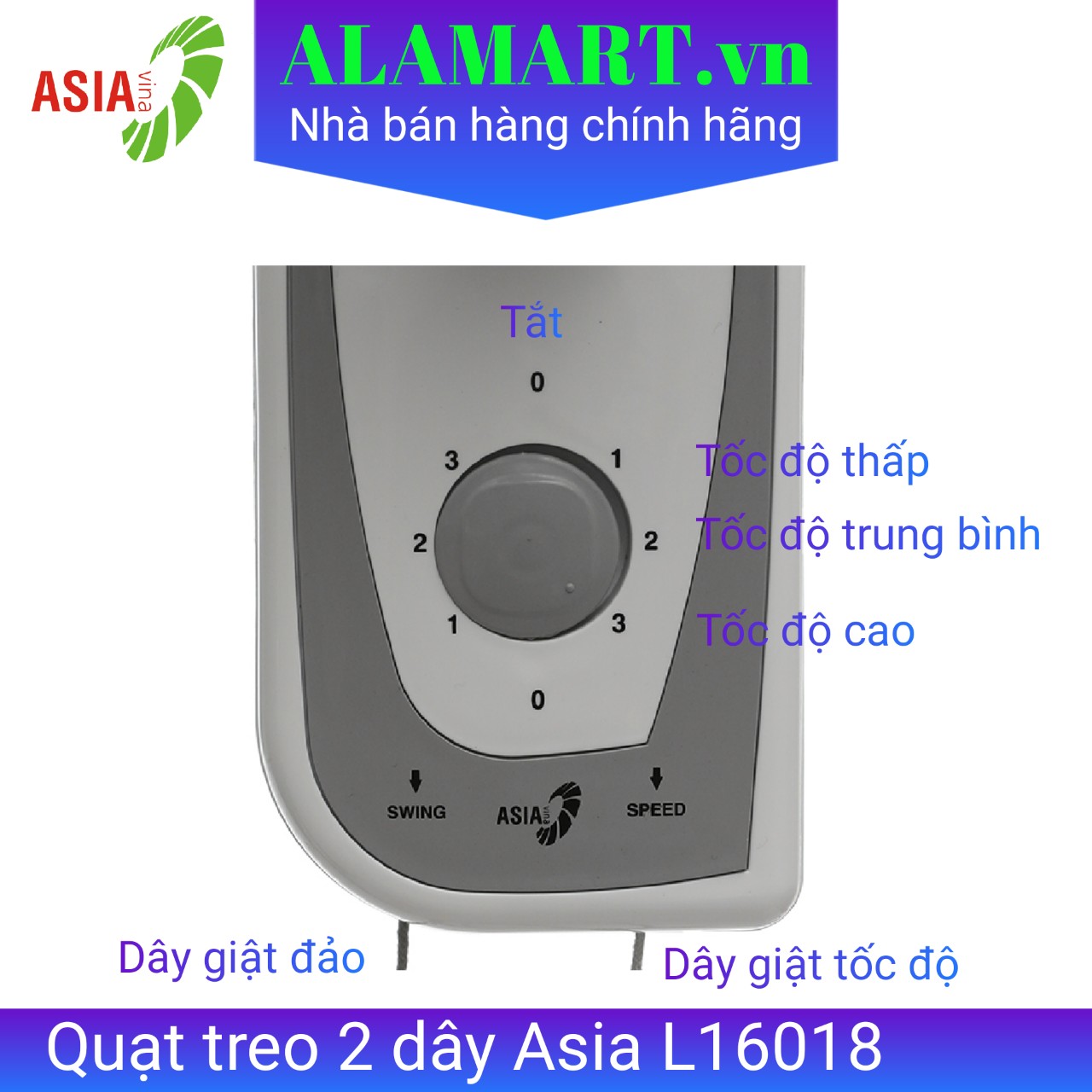 Quạt treo tường 2 dây asia L16018