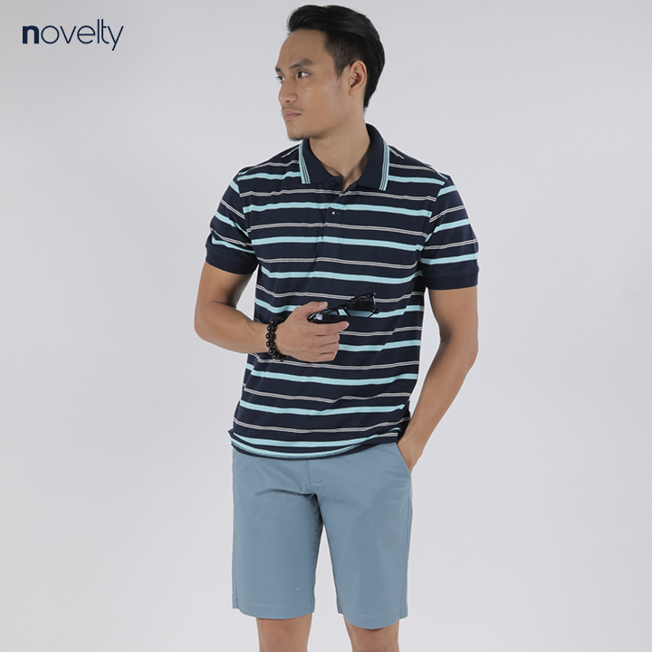 Áo polo novelty regular fit sọc kẻ 180032n