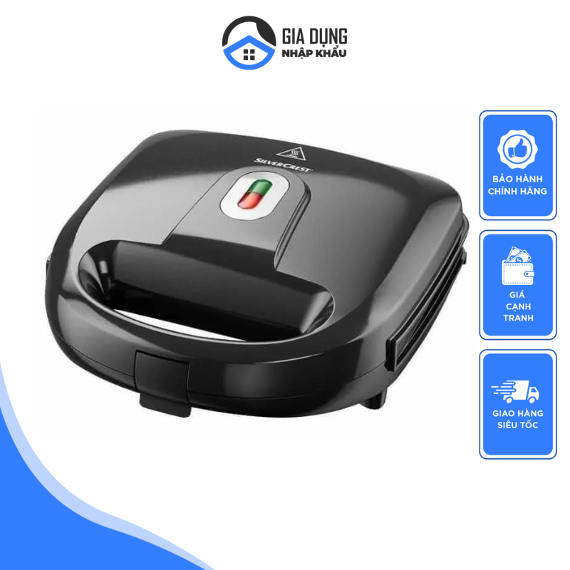 Máy nướng bánh mì sandwich silvercrest sswm 700b1, máy kẹp bánh mì, khuôn chống dính, công suất 700w, nhập đức, bảo hành 12 tháng