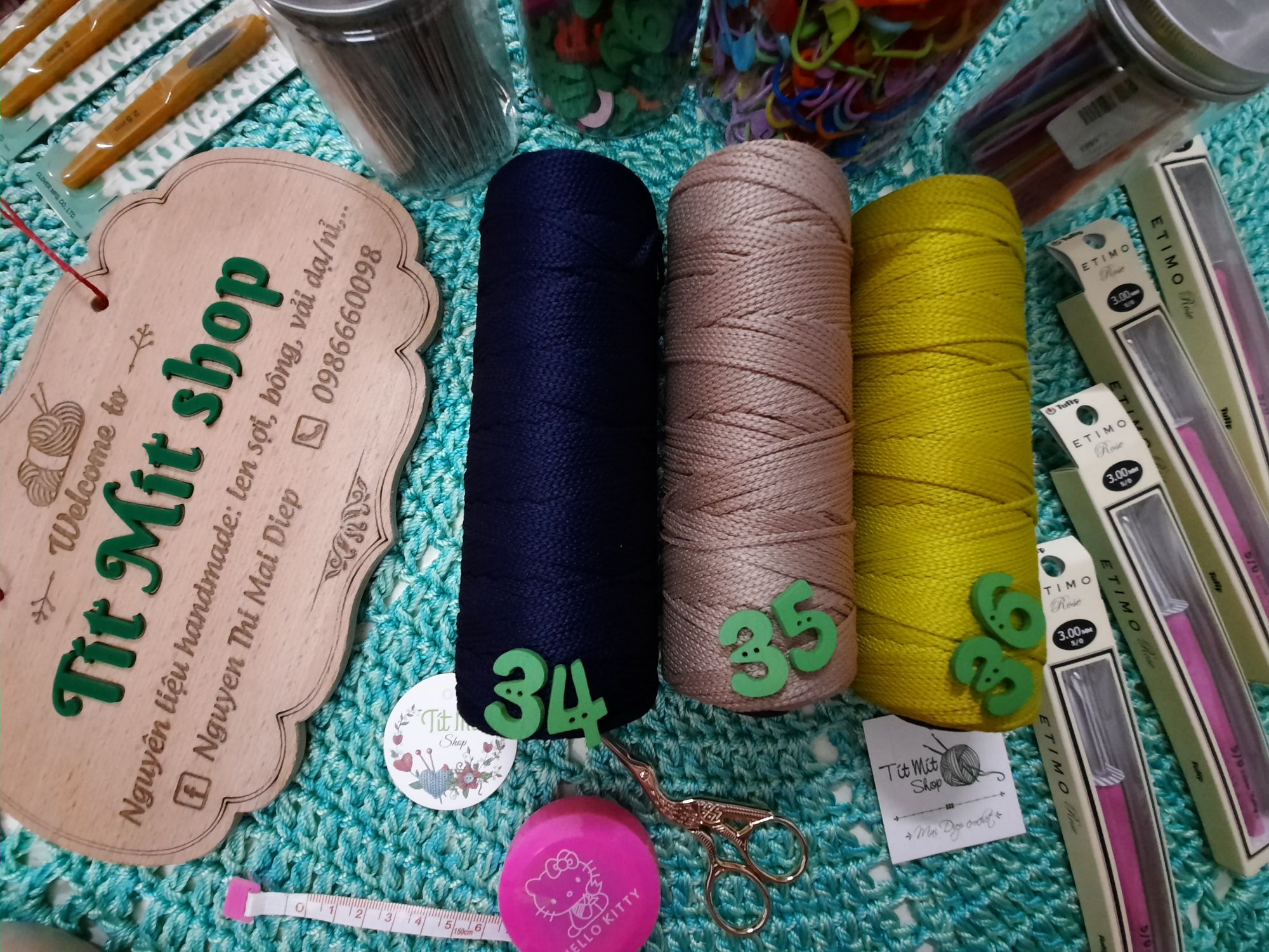Sợi cotton dệt ( nhắn shop chọn màu)