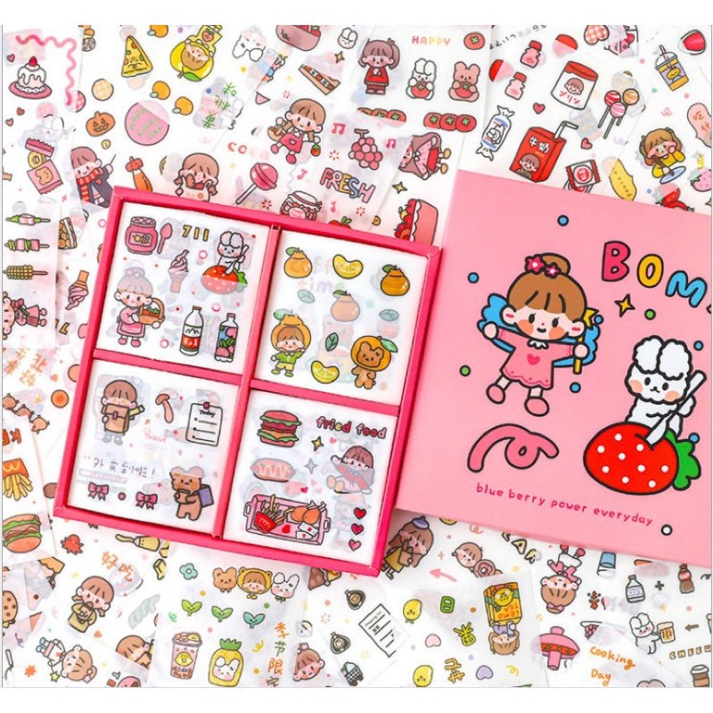 [ATKSHOP] Combo 100 sticker Washi cô gái