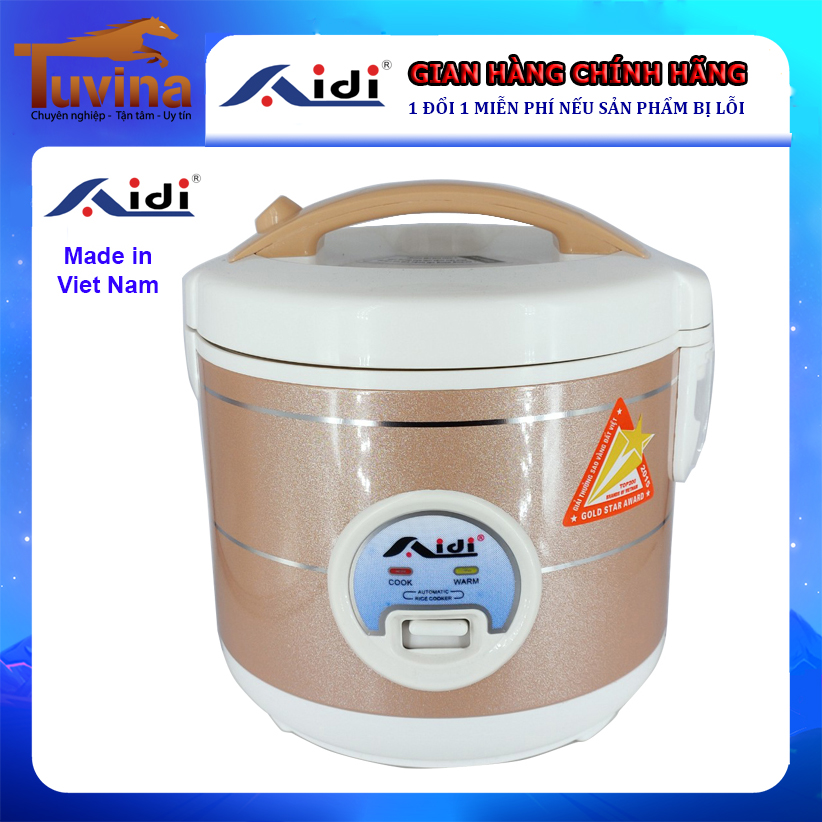 Nồi Cơm Điện Aidi 1L 1 Lít 1-3 Người Ăn - Nắp Gài - Lòng Nồi Chống Dính