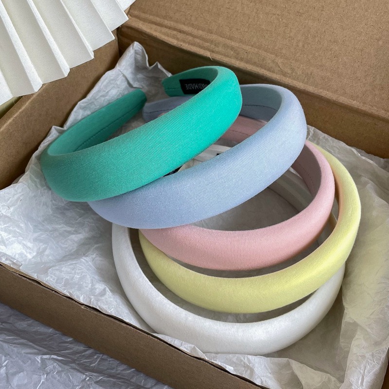 CX05 Cài tóc băng đô bờm tóc nũ cài xốp màu trơn pastel xinh xắn nhã nhặn