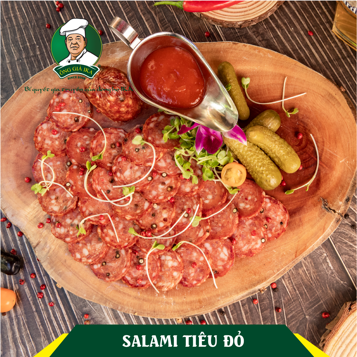 [Chỉ giao HCM & Hà Nội] Salami tiêu đỏ 200g Ông già Ika