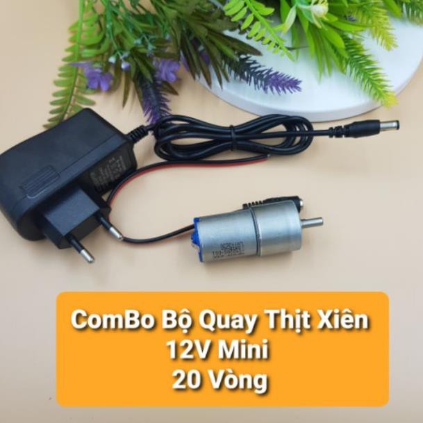 Động cơ quay thịt xiên mini 12v 20 vòng, động cơ giảm tốc 12v