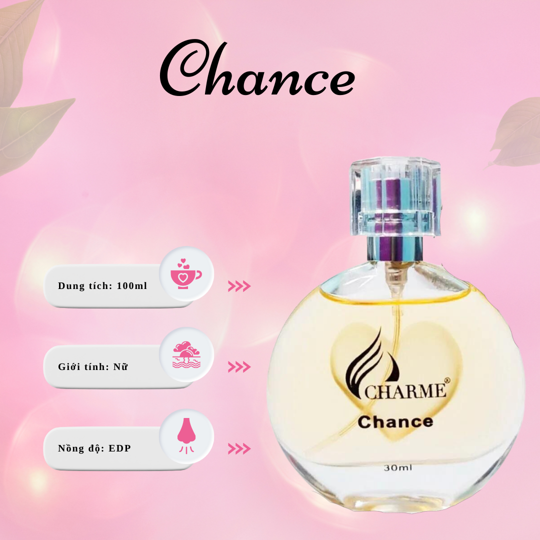 Nước Hoa Nữ Charme Chance 30ml,Nước Hoa Chính Hãng,Nước Hoa Cao Cấp,Nước Hoa Tỏa Hương Xa,Nước Hoa Thơm Lâu 48H