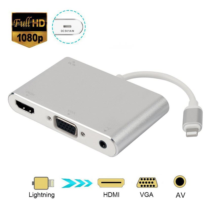 Cáp Chuyển Lightning Ra Hdmi Và Vga Có Cổng Audio chất lượng cao