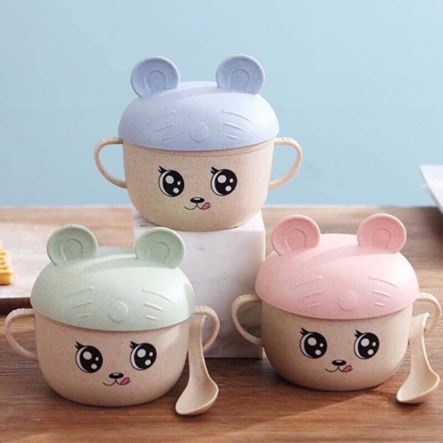 Bát ăn dặm lúa mạch  kèm thìa mickey
