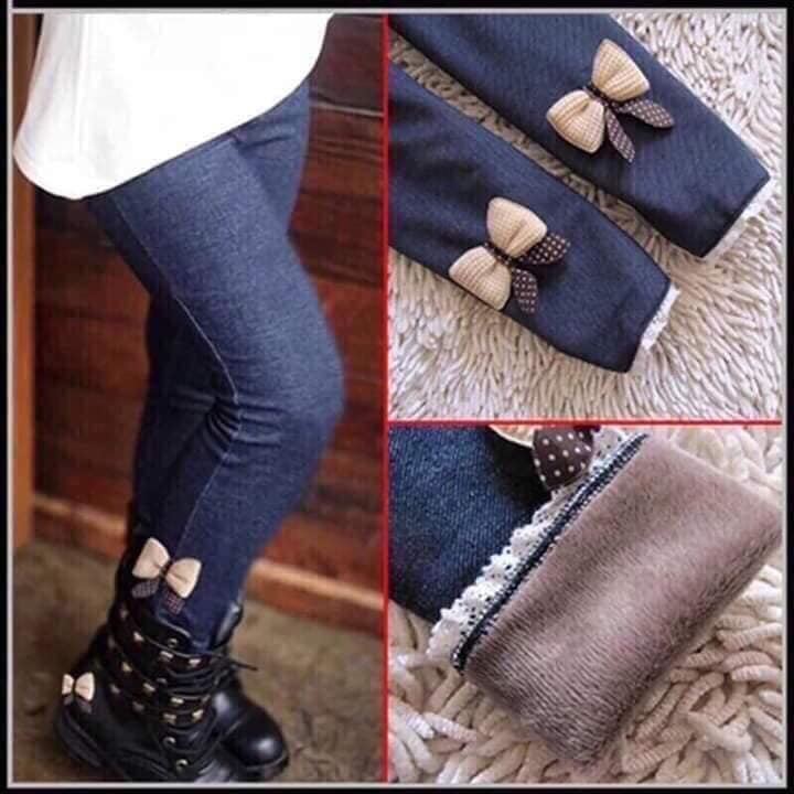 Combo 2 QUẦN LEGGING GIẢ BÒ LÓT LÔNG CHO BÉ