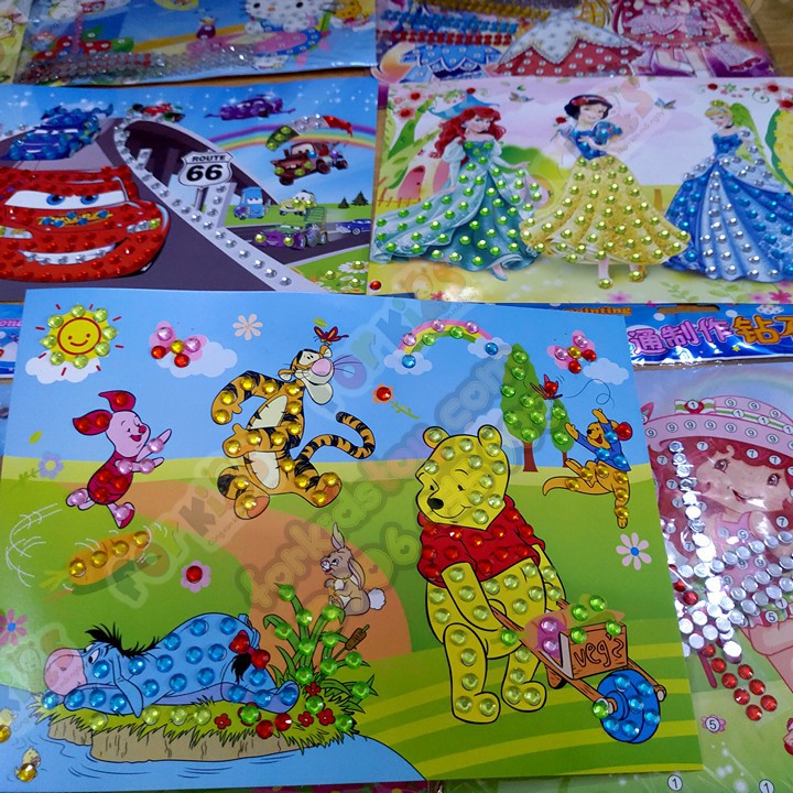 Tranh Đính Đá Size Lớn 19X26Cm Cho Bé Combo 10 Tranh