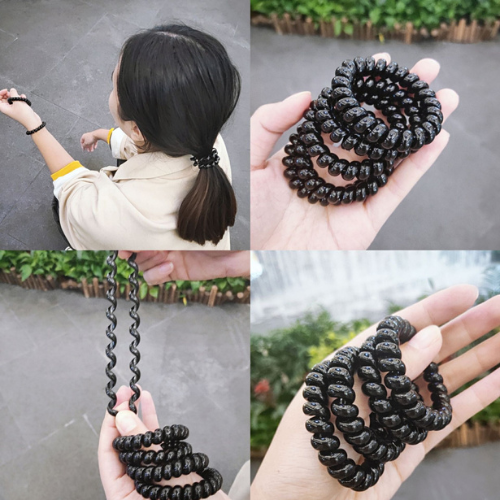 [HÀNG CÓ SẴN]Combo 5 dây cột tóc lò xo màu đen bằng nhựa thời trang