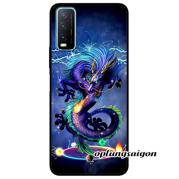 Ốp Cường Lực Dẻo Đen Dành Cho Vivo Y20 / Vivo Y20s Mẫu Rồng Phong Thuỷ