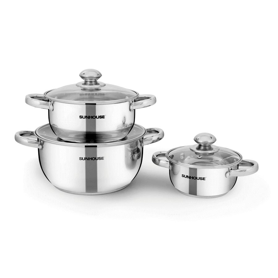Bộ nồi inox 3 đáy Sunhouse SH334