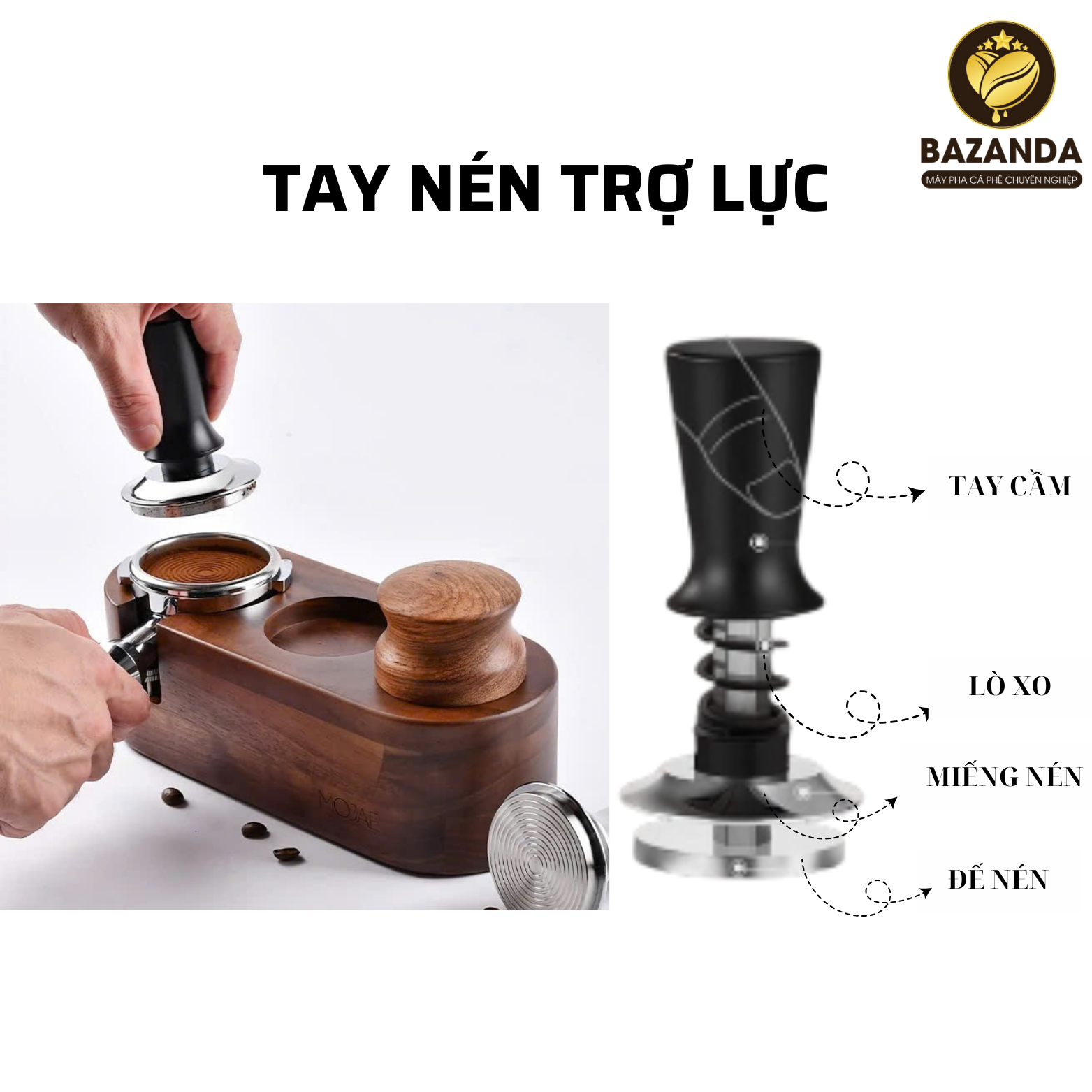Tamper nén lò xo trợ lực cho máy pha cà phê 58mm