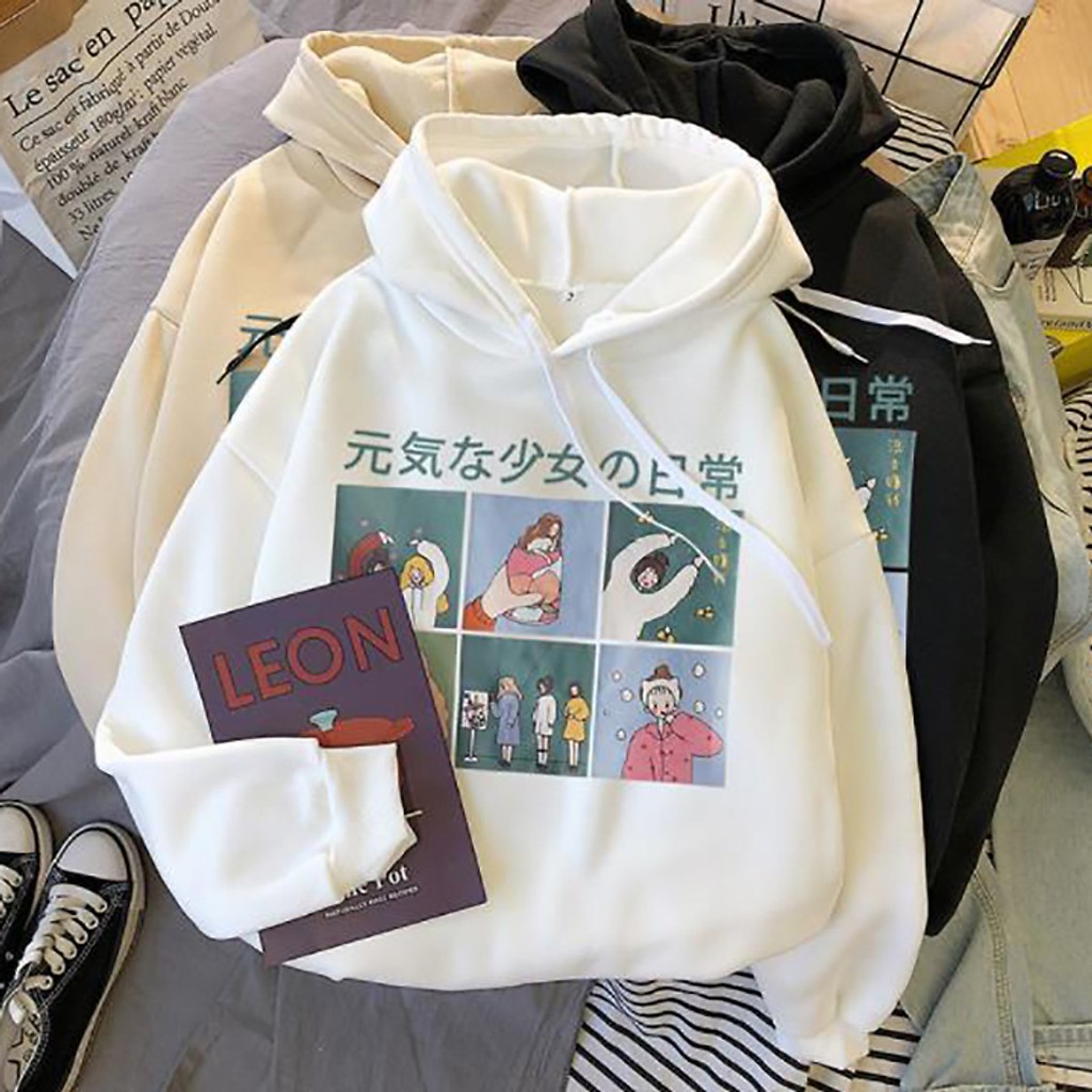 Áo hoodie chữ Nhật 6 ô vuông in ngực HARI0221
