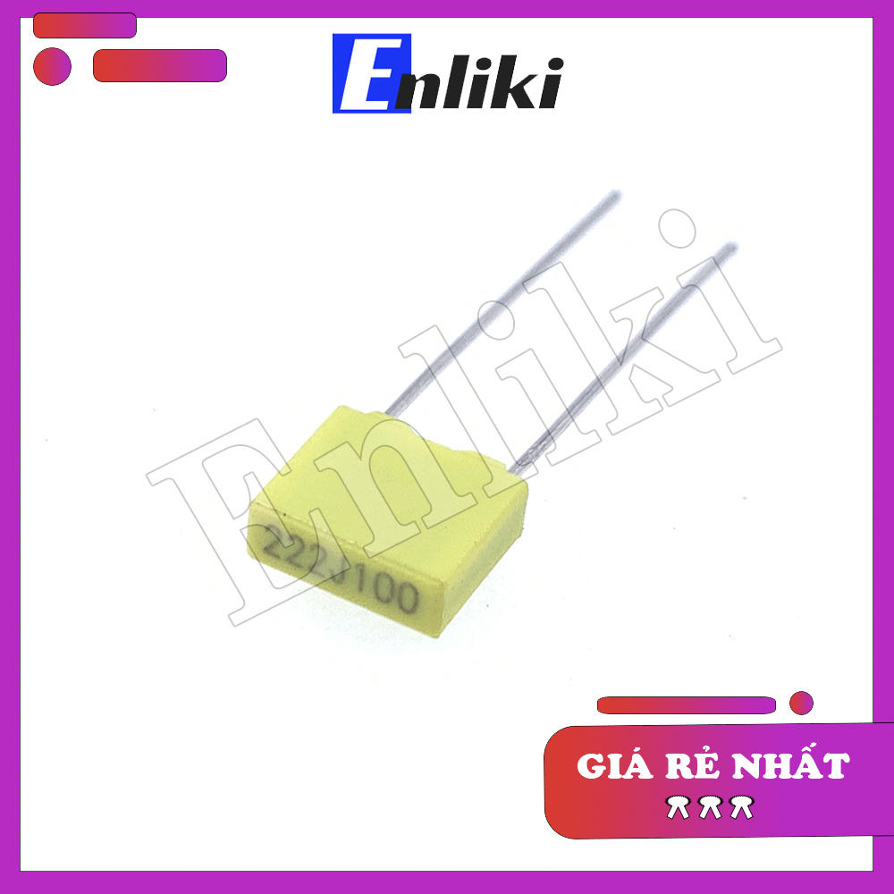2 Chiếc Tụ 100V Màu Vàng 2.2nF 222J  5mm