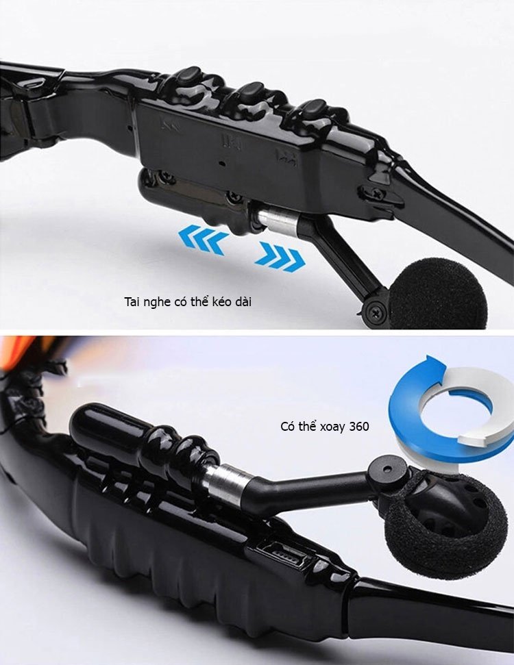 Mắt Kính Bluetooth Sport Vision V4.1 (Đen)