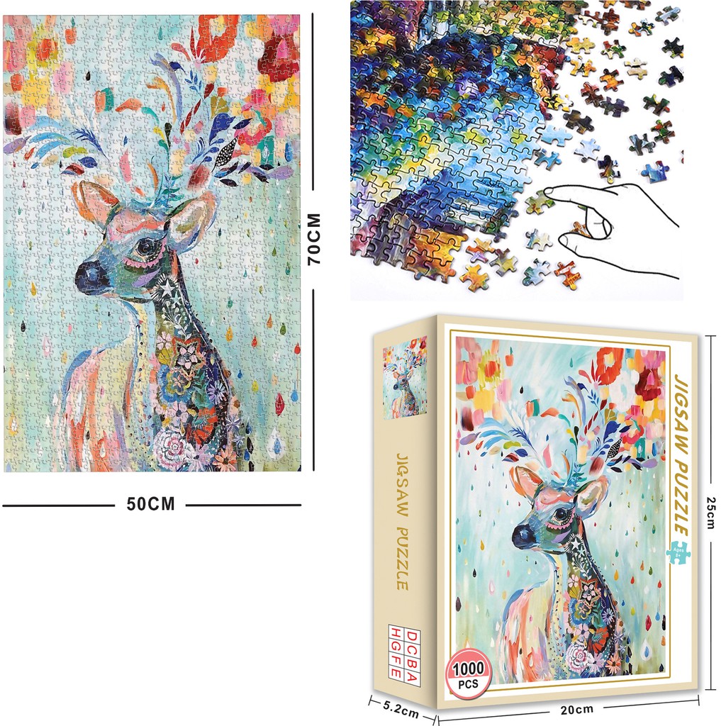 [Hoàn tiền 10%][Hoàn tiền 6%]Bộ Tranh Ghép Xếp Hình 1000 Pcs Jigsaw Puzzle Hưu Ngũ Sắc Thú Vị Cao Cấp-H17