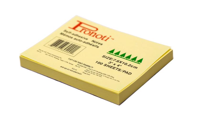 Giấy note vàng Pronoti 1,5x2 3x3 3x4 3x5 (Xấp 100 tờ)