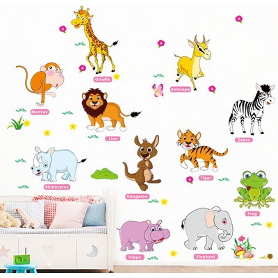 Decal dán tường thú rừng tiếng Anh Cho Bé