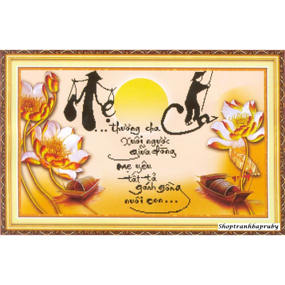 [HCM]Tranh thêu Cha Mẹ Lv3450 kích thước 65 x 43 cm