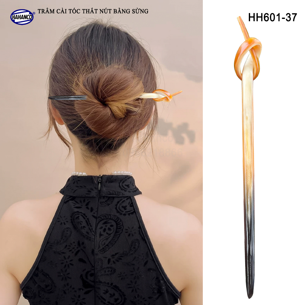 Trâm cài tóc bằng sừng, đầu trâm thắt nút kiểu dáng lạ (HH601-37)