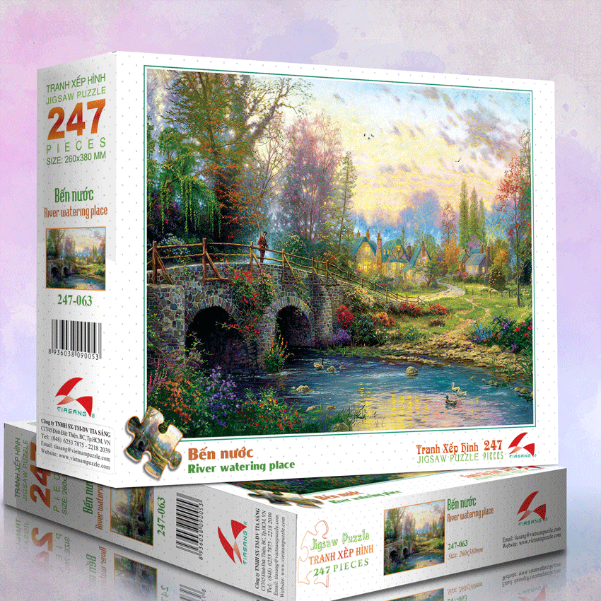 Tranh xếp hình 247 mảnh tia sáng - bến nước