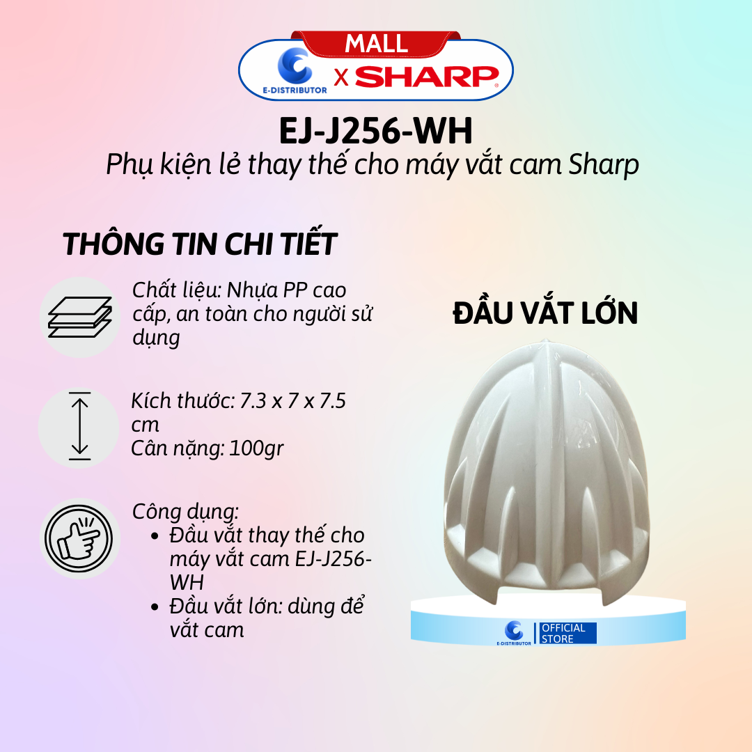 Phụ kiện máy vắt cam Sharp EJ-J256-WH (đầu vắt, khay lọc, ca chứa..) - Hàng chính hãng