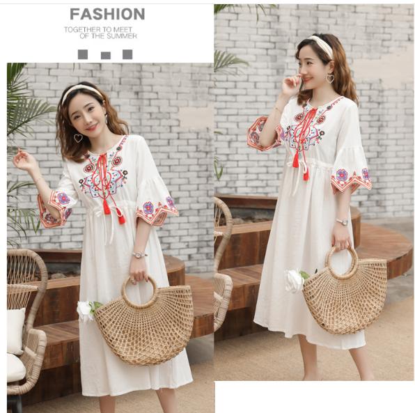[HCM]ĐẦM BẦU VÁY BẦU CÔNG SỞ THÊU PHONG CÁCH DÂN TỘC