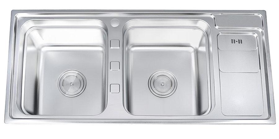 Chậu rửa chén Inox 2 hộc  Eurolife EL-C7 (Trắng bạc)