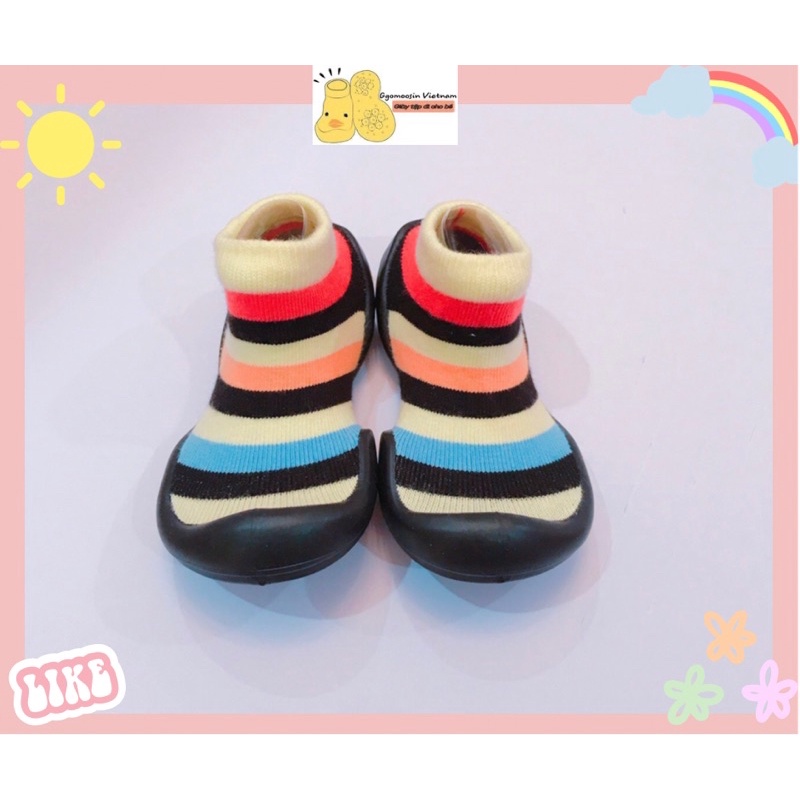 [Chính hãng Ggomoosin] Giày tập đi cho bé cưng Rainbow black
