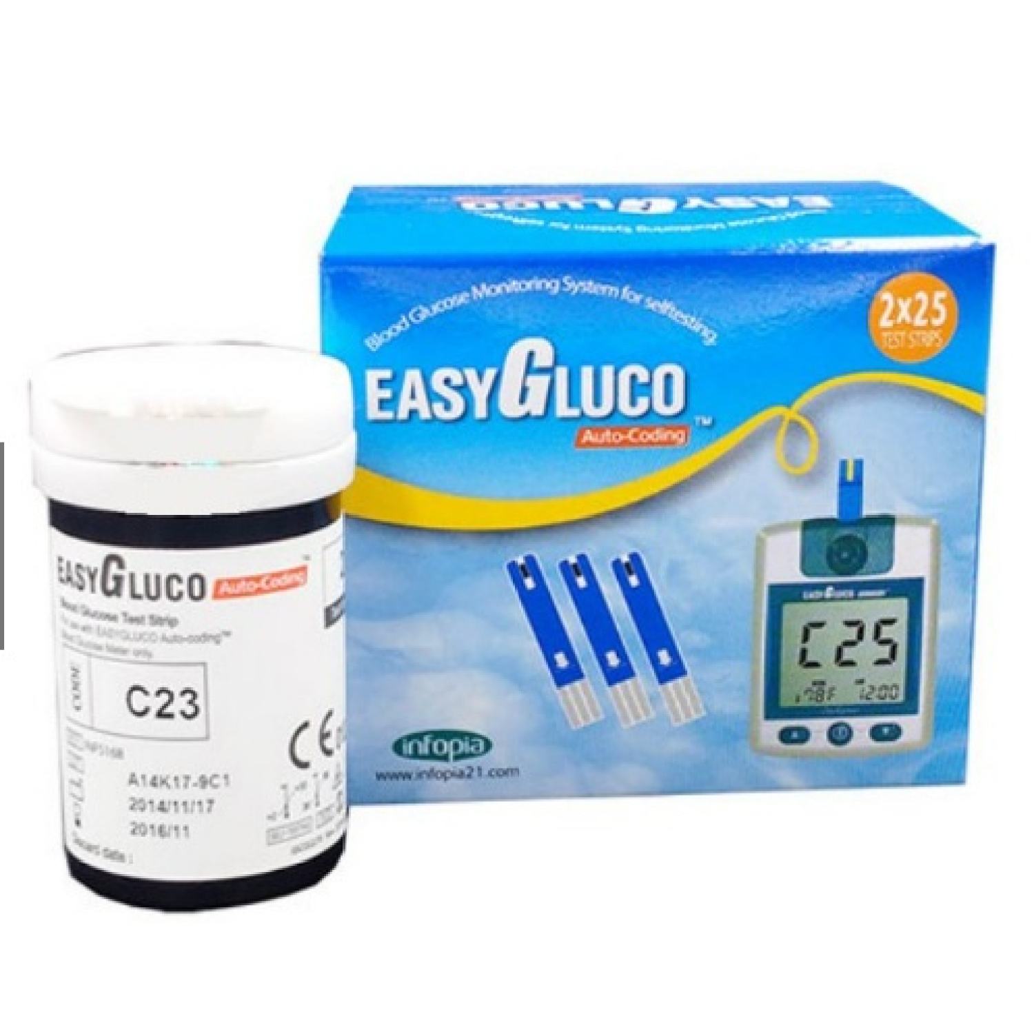 EASYGLUCO HỘP 50 QUE - Que thử đường huyết dùng cho máy Easy Gluco Auto