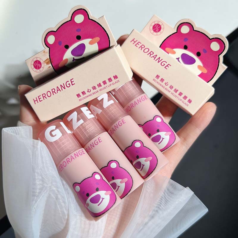 Son Kem Herorange Gấu Dâu Cute Mềm Môi