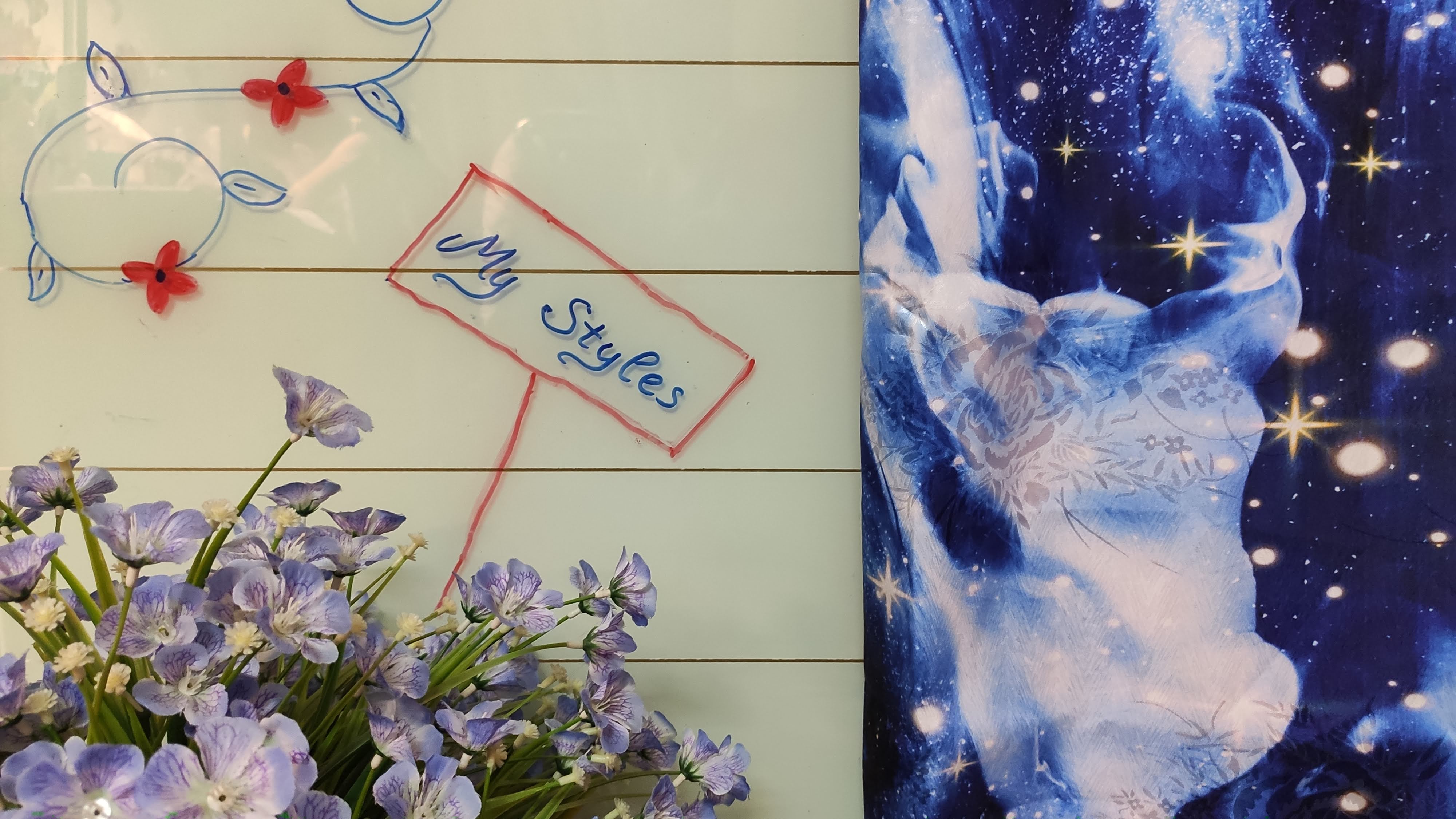 Vải áo dài cao cấp, hoạ tiết Galaxy - gấm lụa vân gỗ hoa hồng