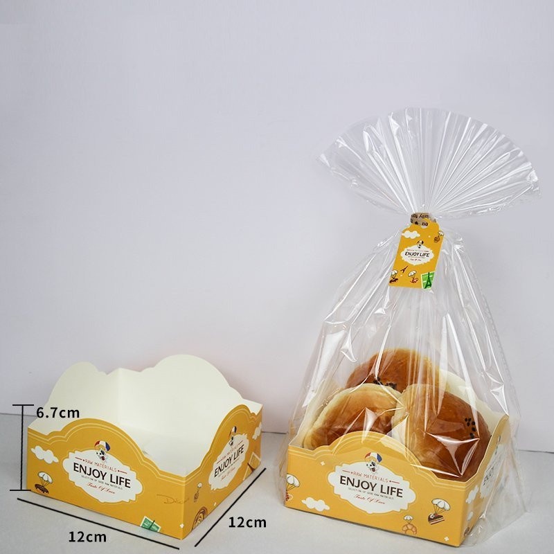 Túi đựng bánh cookies, bánh ngọt nilon đế giấy thành thấp set 50c
