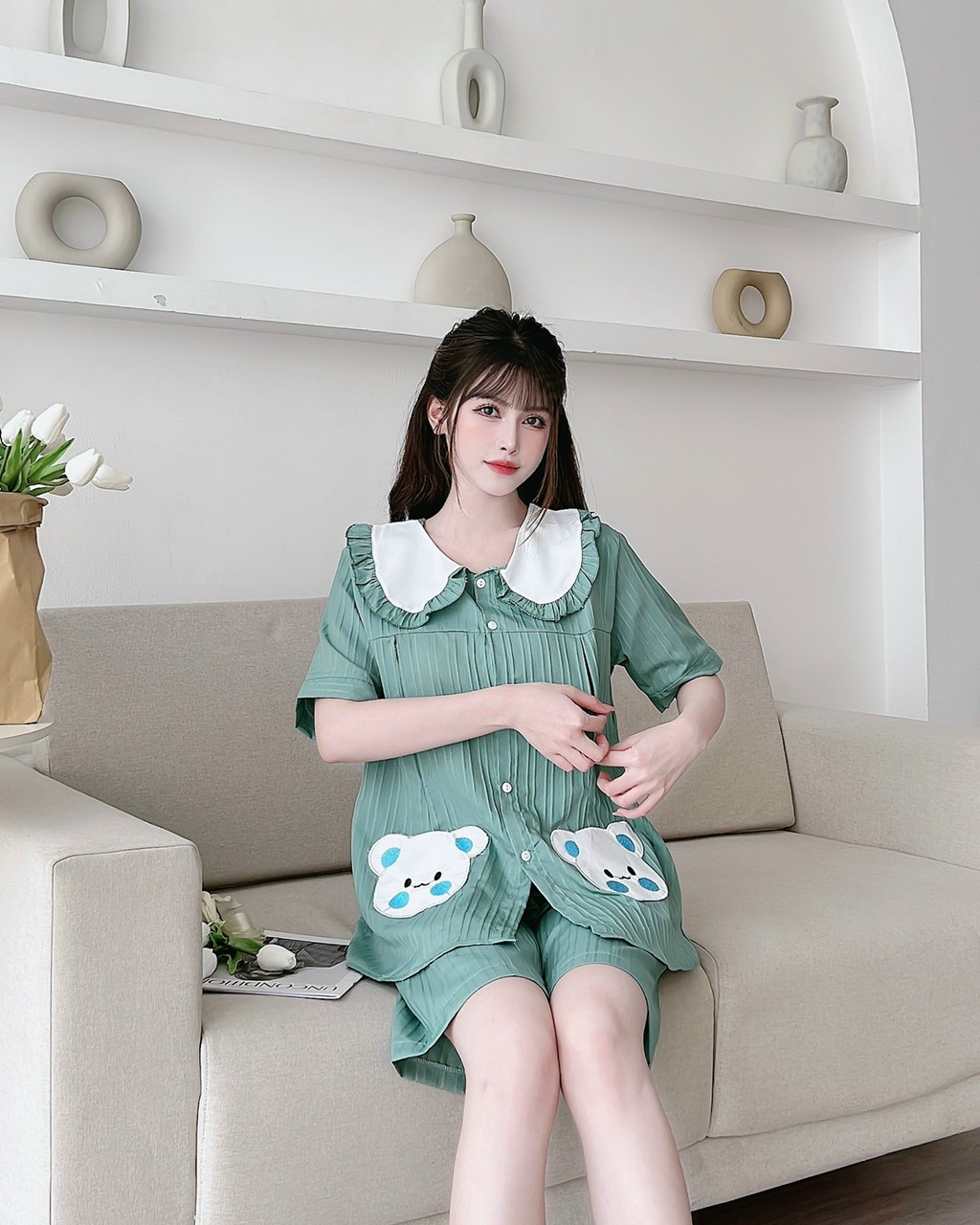 Bộ bầu xinh❤️chất thô mềm hàn quốc mềm mát❤️bộ sau sinh lửng free size 43~70kg