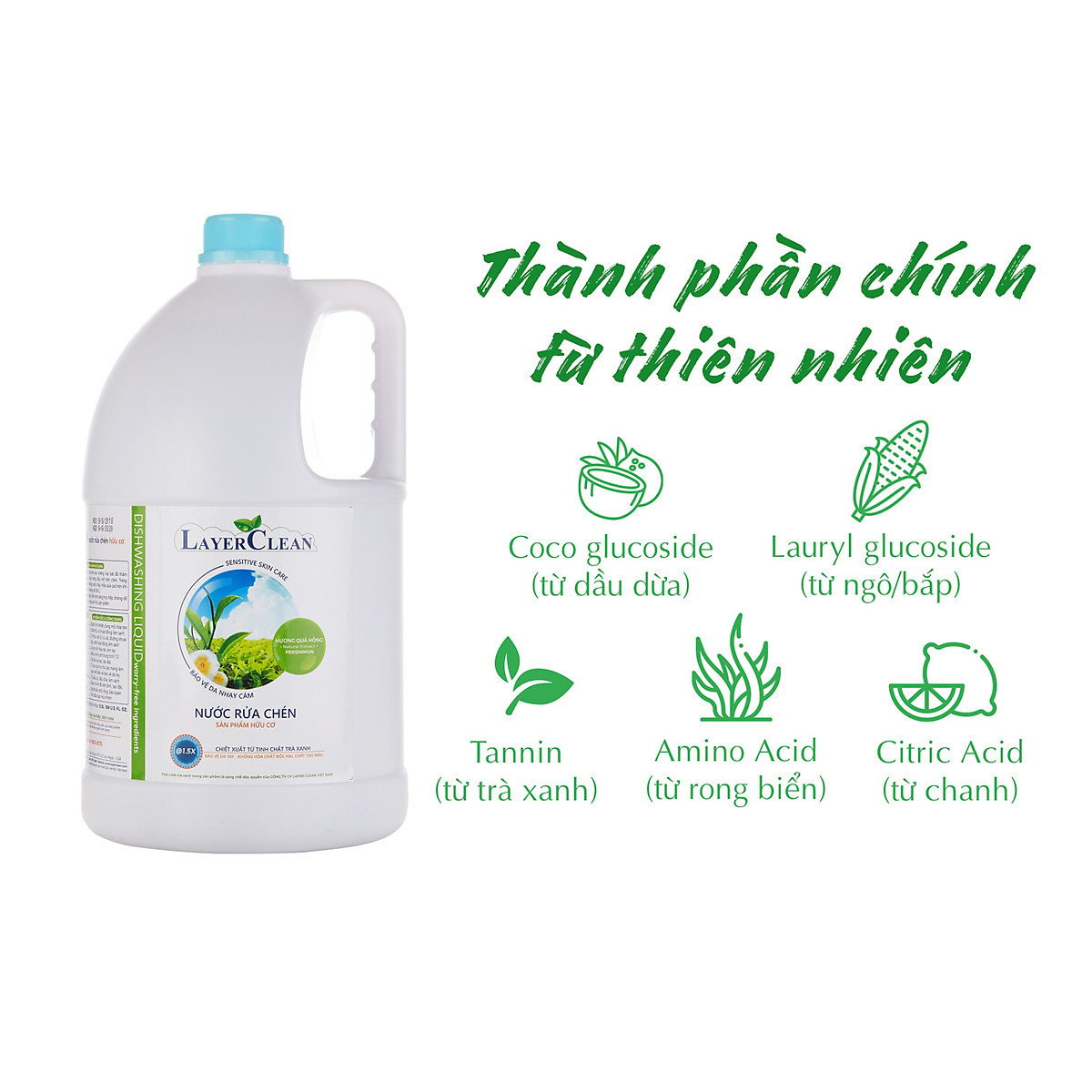 [HCM]Nước rửa chén hữu cơ Layer Clean - can 5L