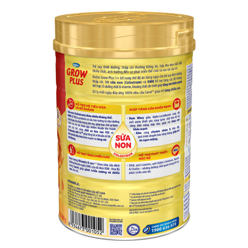 (Mẫu Mới) Sữa Bột VINAMILK Dielac Grow Plus 1+ HT 850g Sữa Non.
