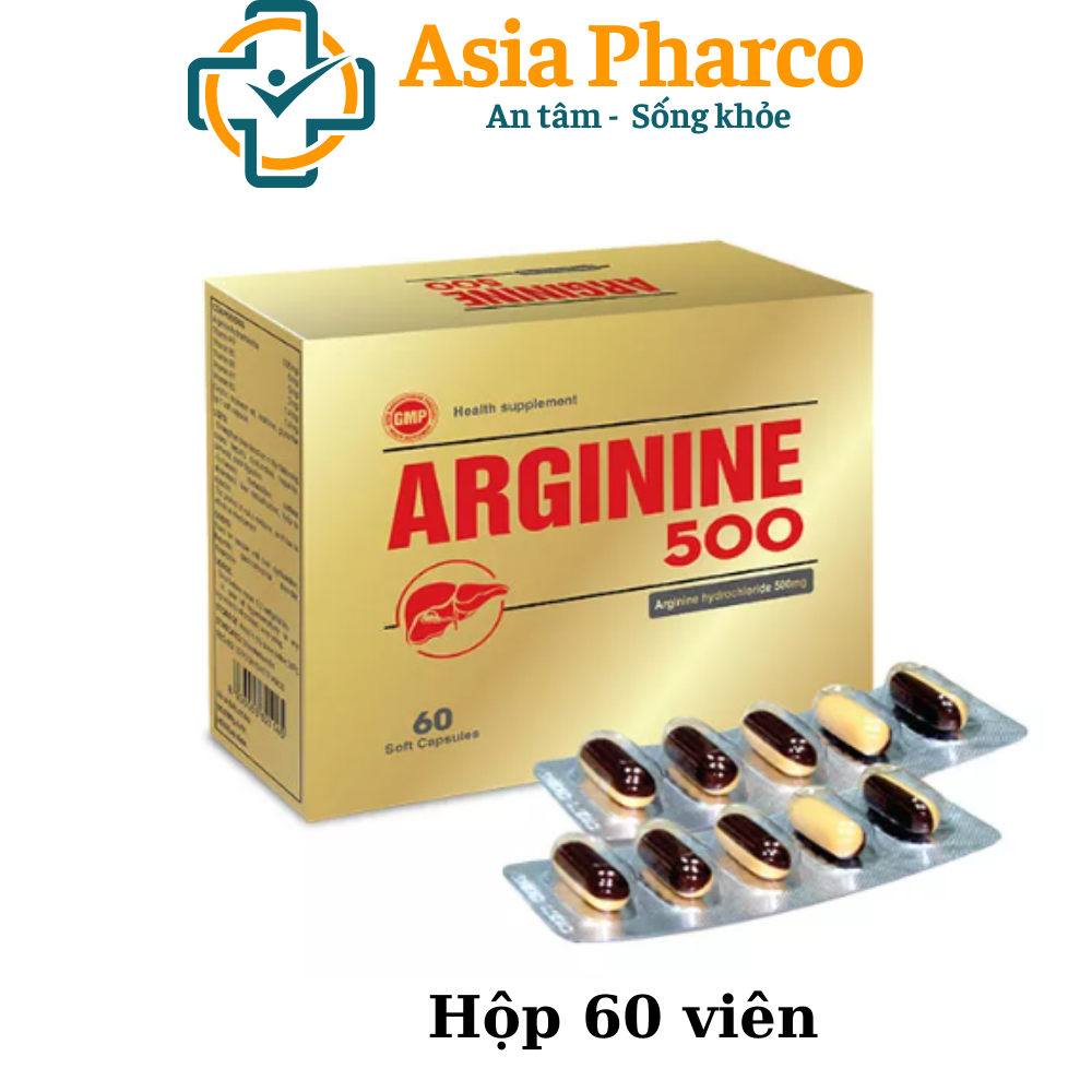 Thực phẩm bảo vệ sức khoẻ Arginine 500 giúp bổ gan, giải độc, bảo vệ gan Hộp 60 viên