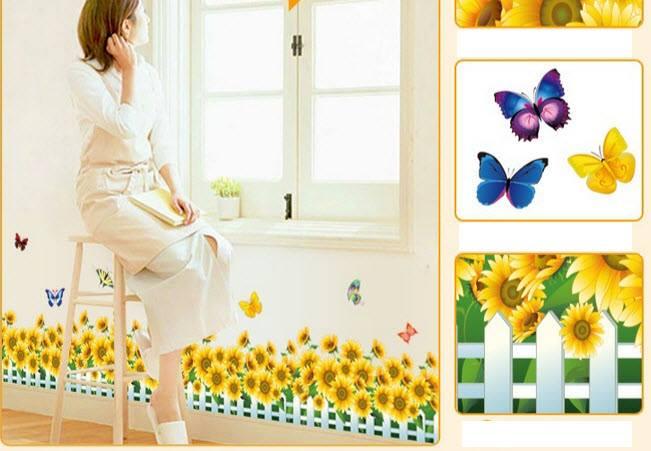[HCM]DECAL DÁN CHÂN TƯỜNG HƯỚNG DƯƠNG VÀNG